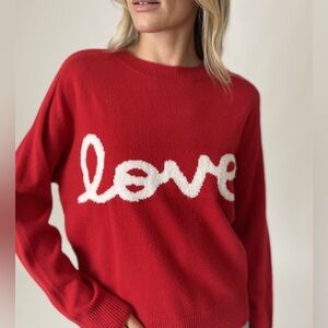 SIX FIFTY Red Love Crewneck Sweater Holiday Cozy Size Small